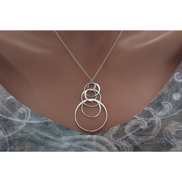 Sterling Silver Floating Six Circles Necklace - Picture 2 of 4
